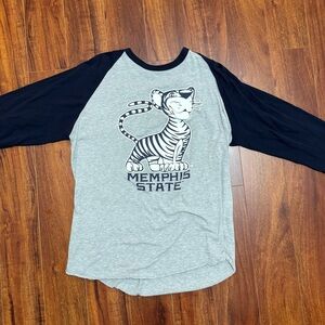 Gray and Black Memphis State Raglan Tee